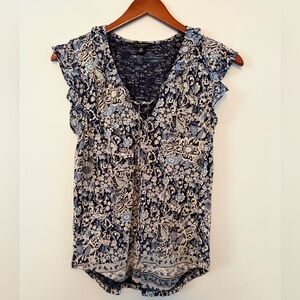 Lucky Brand Floral Top with Ruffles